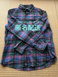 【匿名配送】グローバルワーク　ネルシャツ　ピンク✖️グリーン