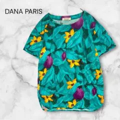 DANA PARIS ダナパリ　総柄半袖Tシャツカットソー　M相当　ボタニカル柄のサムネイル