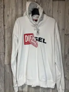 DIESEL ディーゼル／剥がれロゴ フーディー パーカー L
