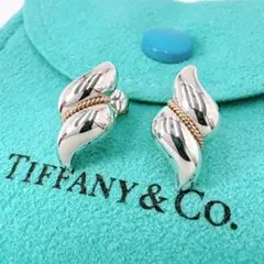 極美品 オールドティファニー ツイストロープ コンビ ピアス シルバー k14 極美品 オールドティファニー ツイストロープ コンビ ピアス