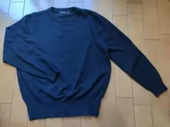 ブラック　クルーネックニット 七分丈袖