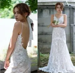 【大幅値下げ】【美品】刺繍レース 背中開き ソフトマーメイドドレス（W230）