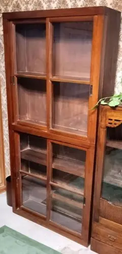 ②引き取り限定　岩手住み　ジモティー　昭和初期　無垢材　ガラスキャビネット　本棚 ②引き取り限定 岩手住み ジモティー 昭和初期 無垢材 ガラス