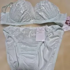 ミントグリーン 刺繍入り ブラジャーショーツセット