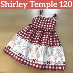 シャーリーテンプル　ワンピース 120 赤ギンガムチェック　アイスクリーム