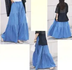 デニム ロングスカート チャオパニックティピー ネイビー フレアスカート