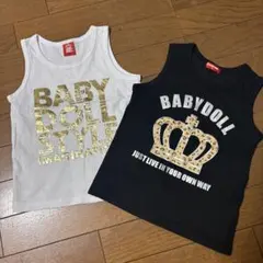 【美品】BABYDOLL タンクトップ 2枚セット 黒 白　110㎝