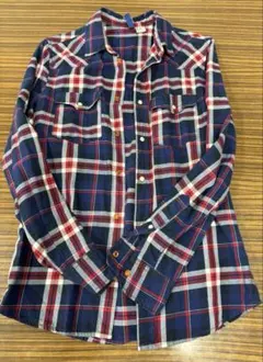 チェック柄長袖シャツ　ユニセックス