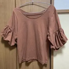 MOUSSY ボリュームスリーブ カットソー ブラウン