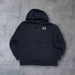 UNDER ARMOUR 刺繍ロゴ パーカー プルオーバー フーディ 黒M