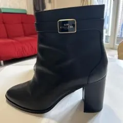 COACH ブラックレザー 中ヒールブーツ