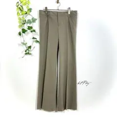 ボナジョルナータ フレアパンツ スラックス(L)ベージュ ストレッチ ローライズ