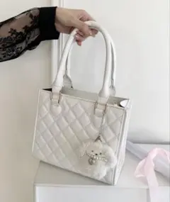MARSLY マーズリー 痛バ ホワイト フラップバッグ ツイード ショルダー