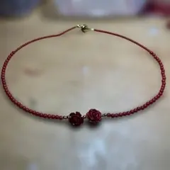 あや様ご専用　珊瑚ネックレス　薔薇掘り