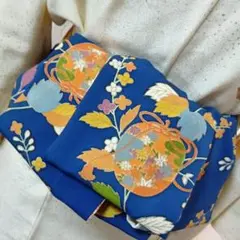 長尺大人の兵児帯半幅帯ハンドメイド澪No2745着物リメイク正絹青花瓶柄