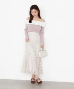 プロポーションボディドレッシング　ケミカルレースマーメイドスカート　オフホワイト