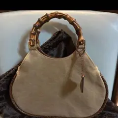 VINTAGE グッチ GUCCI バンブーハンドバッグ カーキ ヴィンテージ