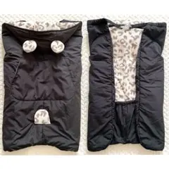 抱っこ紐防寒ケープ くま耳　ヒョウ柄　ベビーカーブランケット ポケット付き ボア