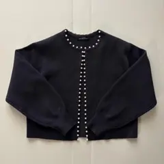GREEN LABEL RELAXING ネイビー フェイクパール カーディガン