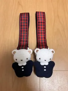【美品】familiar ファミリア　ブランケットクリップ　赤チェック
