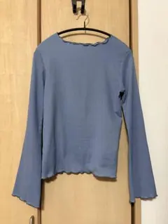 長袖 カットソー ブルー メロウ加工 L