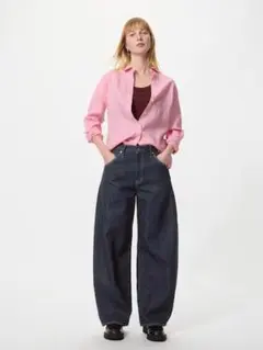 新品 UNIQLO バギーカーブジーンズ 69NAVY 25 丈詰め済68cm