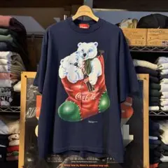 レア】90s USA製 コカコーラ ポーラーベア スウェット 紺 XL クマ 