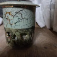 貫入 蓋付き 湯飲み 陶器