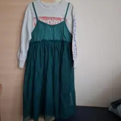 DENIM DUNGAREE ワンピース グリーン