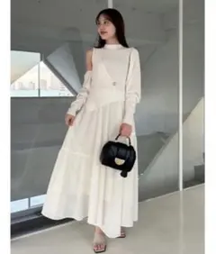 新品❤️大人気 フレイ アイディー メタルブローチリブニットコンビ
