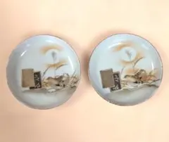 色絵金彩ススキ・鶉文様小皿　2客のサムネイル