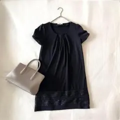 《ナチュラルビューティーベーシック》【M】ワンピース ブラック フォーマル 半袖