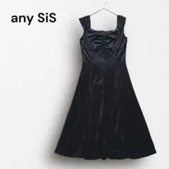 Y7135【エニィスィス】べレアワンピース ドレス パール フォーマル 黒 M