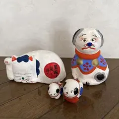 三春張子　飾り犬　猫　郷土玩具