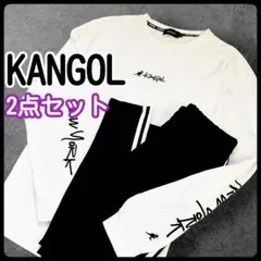 KANGOL カンゴール 長袖TシャツL 黒 白 ロゴ 刺繍 オーバーサイズ