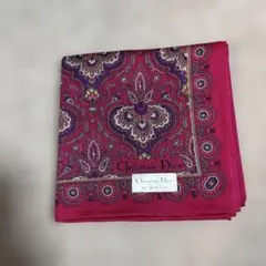 Christian Dior ハンカチ 大判 ペイズリー柄 未使用品 シール付き