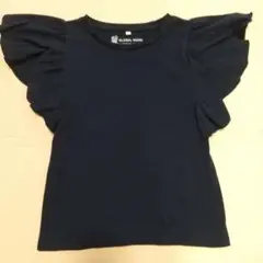 激安GLOBAL WORK ネイビー フリルスリーブ Tシャツ L