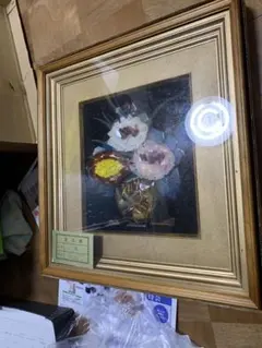 貴石画 花 額縁入り アートのサムネイル