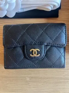 CHANEL 三つ折り財布 ブラック キャビアスキン 銀座店購入 - メルカリ