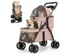 ペットカート 2段式 犬 カート ペットかーと折たたみ可能 小型犬 前輪のサムネイル