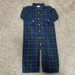 ラルフローレン　グリーン　チェック　ロンパース　80