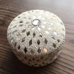 キラキラ丸型ボックス☆ ホワイト ☆ SMALL