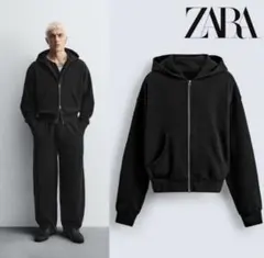 ZARA ジップアップパーカー ブラック s