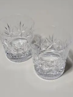 HOYA CRYSTAL カットガラス ロックグラス 2個セット