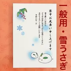 一般用　雪うさぎ　寒中見舞いはがき　3枚セット＊