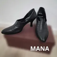 MANA ブラック 深履き口パンプス35サイズ