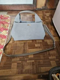 grove 2way ハンドバッグ ショルダーブルーグレ美品