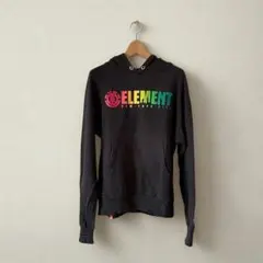 フード付き パーカー エレメント 黒 ロゴ スノーボード フロントプリント