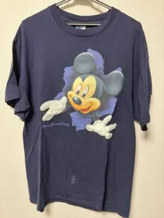 Disney ディズニー ミッキーマウス Ｔシャツ XL ネイビー紺 90s古着