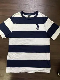 Polo Ralph Lauren ネイビーとホワイトストライプ Tシャツ